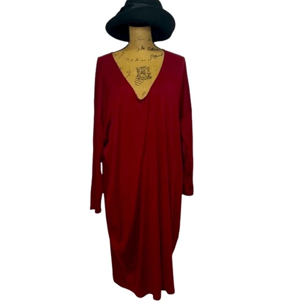 Hours Willow V-neck Long Sleeve Dress in Cranberry Vanity Size L/18/20 NEW
